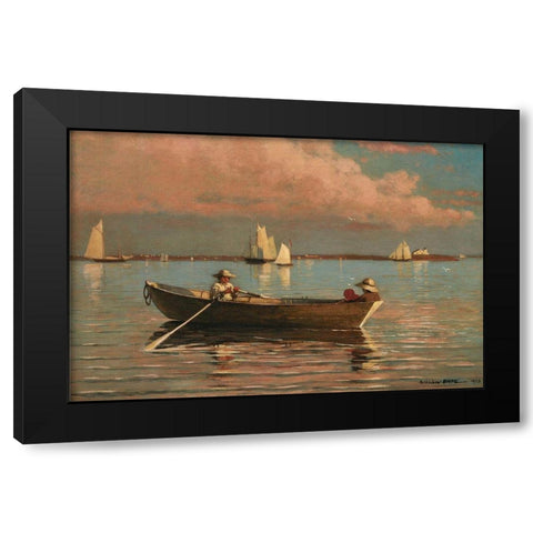 Gloucester Harbor Black Modern Wood Framed Art Print with Double Matting by Homer, Winslow