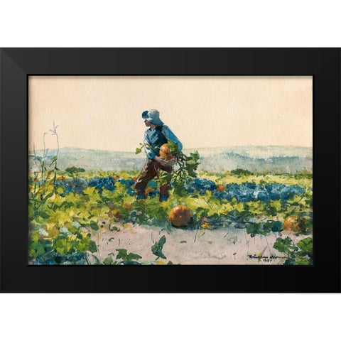 For to Be a Farmers Boy Black Modern Wood Framed Art Print by Homer, Winslow