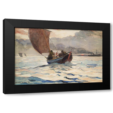 Returning Fishing Boats Black Modern Wood Framed Art Print with Double Matting by Homer, Winslow