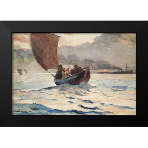 Returning Fishing Boats Black Modern Wood Framed Art Print by Homer, Winslow