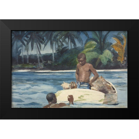 West India Divers Black Modern Wood Framed Art Print by Homer, Winslow