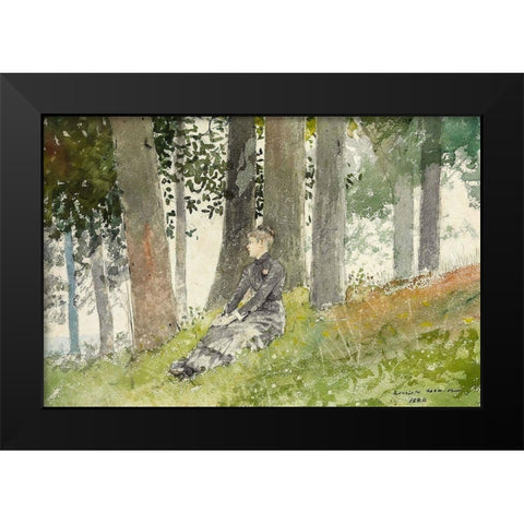 Girl Seated in a Grove Black Modern Wood Framed Art Print by Homer, Winslow