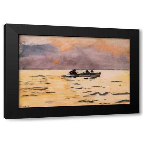 Rowing Home Black Modern Wood Framed Art Print with Double Matting by Homer, Winslow