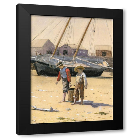 A Basket of Clams Black Modern Wood Framed Art Print with Double Matting by Homer, Winslow