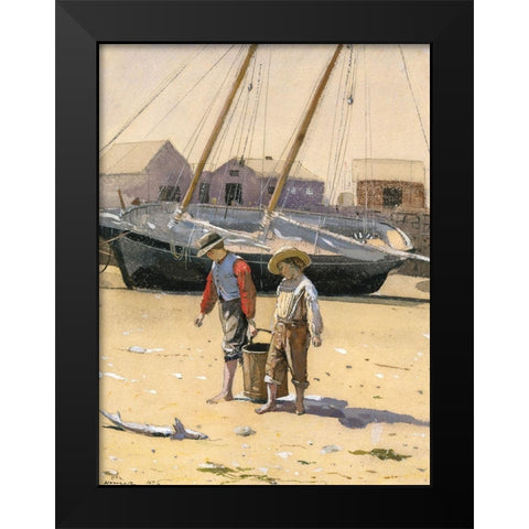 A Basket of Clams Black Modern Wood Framed Art Print by Homer, Winslow