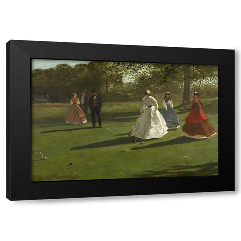 Croquet Players Black Modern Wood Framed Art Print with Double Matting by Homer, Winslow