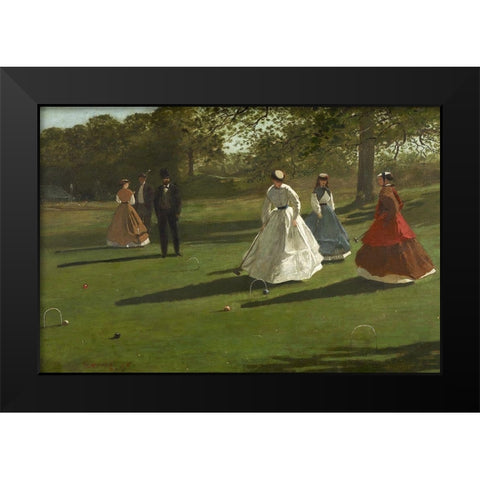 Croquet Players Black Modern Wood Framed Art Print by Homer, Winslow
