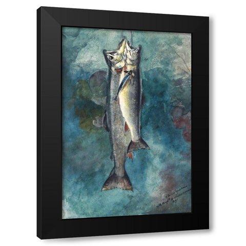 Two Trout Black Modern Wood Framed Art Print with Double Matting by Homer, Winslow