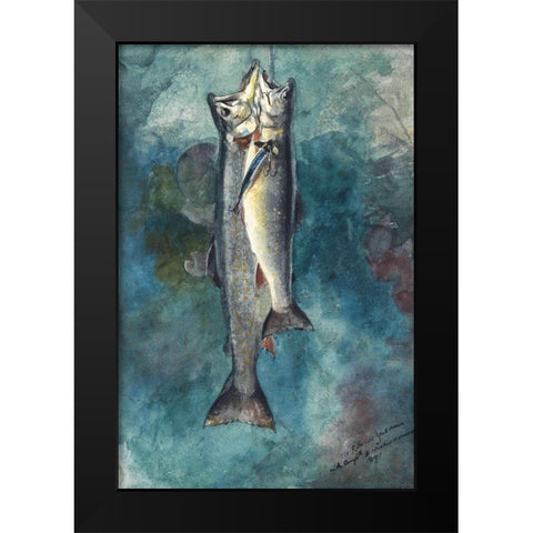 Two Trout Black Modern Wood Framed Art Print by Homer, Winslow