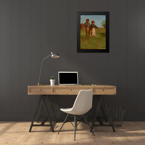 Young Farmers Black Modern Wood Framed Art Print by Homer, Winslow