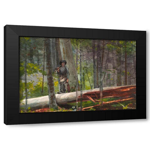 Hunter in the Adirondacks Black Modern Wood Framed Art Print with Double Matting by Homer, Winslow