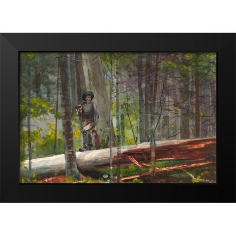 Hunter in the Adirondacks Black Modern Wood Framed Art Print by Homer, Winslow