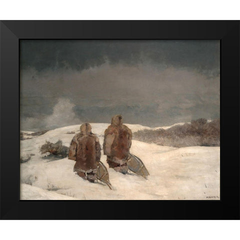 Below Zero Black Modern Wood Framed Art Print by Homer, Winslow