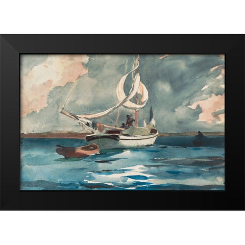 Sloop, Nassau Black Modern Wood Framed Art Print by Homer, Winslow