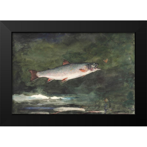 Leaping Trout Black Modern Wood Framed Art Print by Homer, Winslow