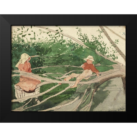 Out on a Limb Black Modern Wood Framed Art Print by Homer, Winslow