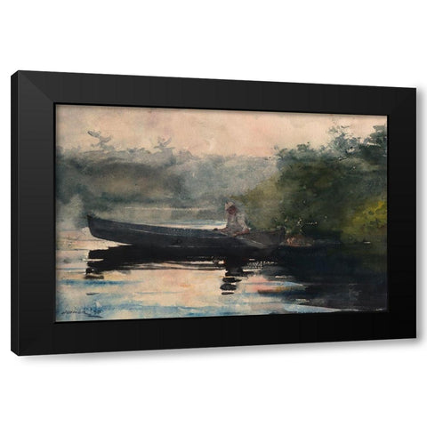 The End of the Day, Adirondacks Black Modern Wood Framed Art Print with Double Matting by Homer, Winslow