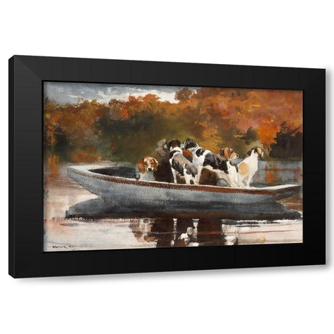 Hunting Dogs in Boat Black Modern Wood Framed Art Print with Double Matting by Homer, Winslow
