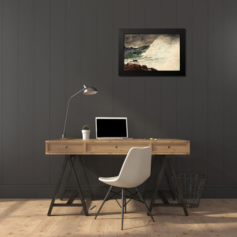 Prouts Neck, Breaking Wave Black Modern Wood Framed Art Print by Homer, Winslow