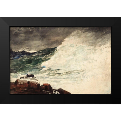 Prouts Neck, Breaking Wave Black Modern Wood Framed Art Print by Homer, Winslow