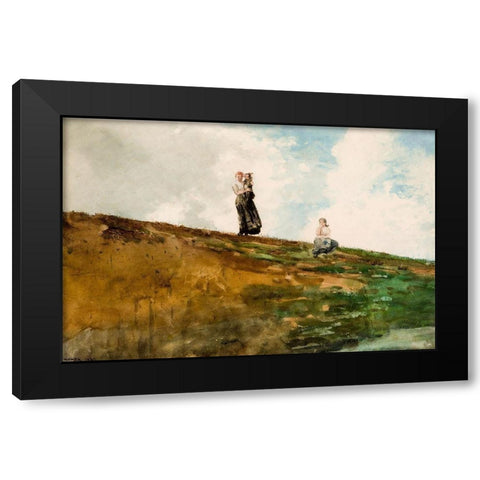 Watching from the Cliffs Black Modern Wood Framed Art Print with Double Matting by Homer, Winslow