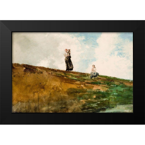 Watching from the Cliffs Black Modern Wood Framed Art Print by Homer, Winslow