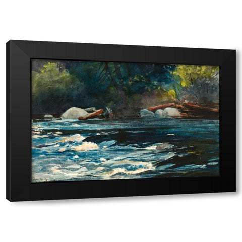 The Rapids, Hudson River, Adirondacks Black Modern Wood Framed Art Print by Homer, Winslow