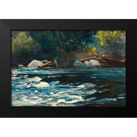 The Rapids, Hudson River, Adirondacks Black Modern Wood Framed Art Print by Homer, Winslow