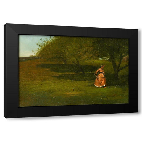 Croquet Player Black Modern Wood Framed Art Print with Double Matting by Homer, Winslow