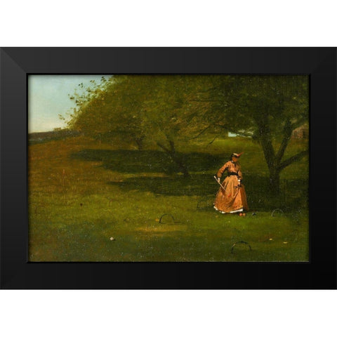 Croquet Player Black Modern Wood Framed Art Print by Homer, Winslow