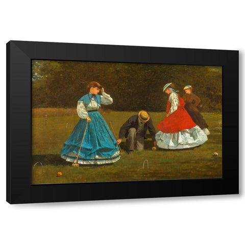 Croquet Scene Black Modern Wood Framed Art Print with Double Matting by Homer, Winslow