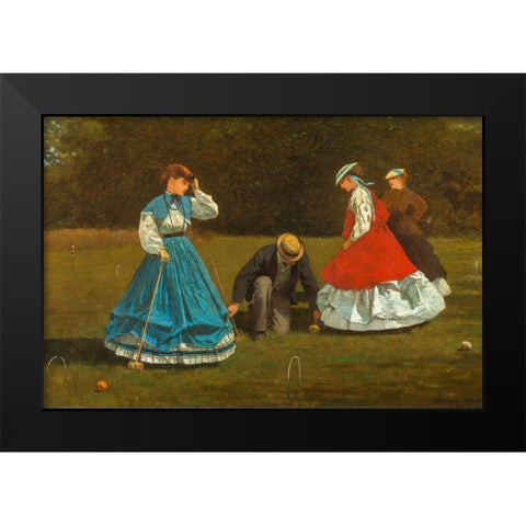 Croquet Scene Black Modern Wood Framed Art Print by Homer, Winslow
