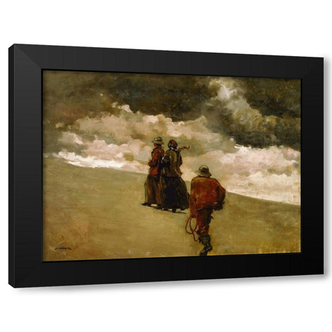 To the Rescue Black Modern Wood Framed Art Print with Double Matting by Homer, Winslow