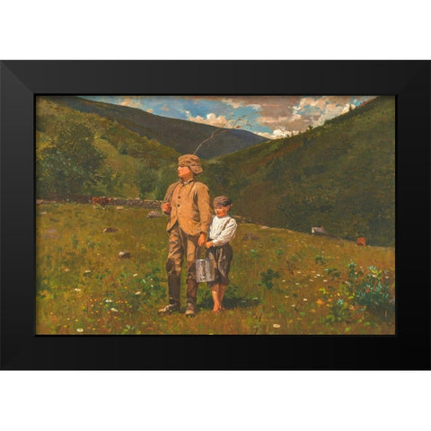 Crossing the Pasture Black Modern Wood Framed Art Print by Homer, Winslow