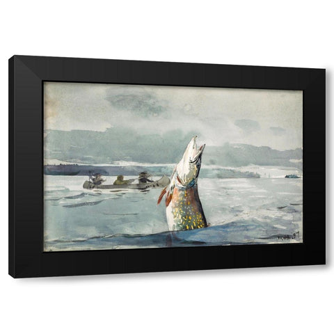 Pike, Lake St. John Ouananiche Fishing Black Modern Wood Framed Art Print with Double Matting by Homer, Winslow