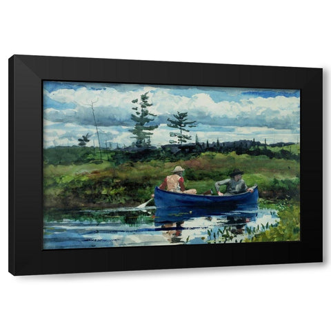 The Blue Boat Black Modern Wood Framed Art Print with Double Matting by Homer, Winslow
