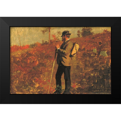 Man with a Knapsack Black Modern Wood Framed Art Print by Homer, Winslow