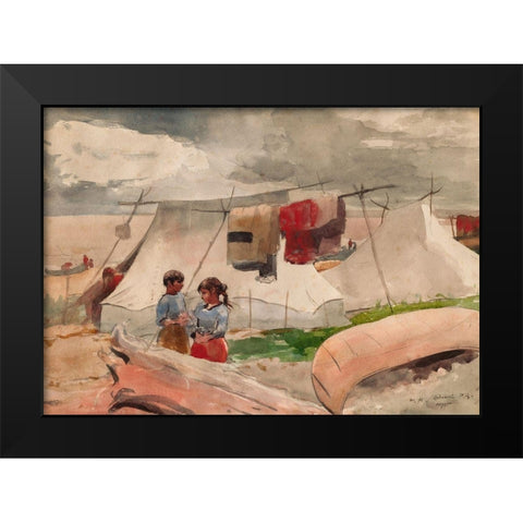 Indian Camp, Roberval, P.Q. Black Modern Wood Framed Art Print by Homer, Winslow