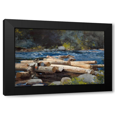 Hudson River Black Modern Wood Framed Art Print with Double Matting by Homer, Winslow