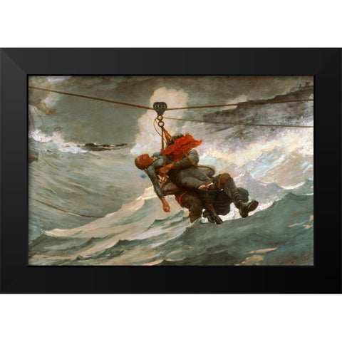 The Life Line Black Modern Wood Framed Art Print by Homer, Winslow