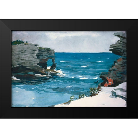 Rocky Shore, Bermuda Black Modern Wood Framed Art Print by Homer, Winslow