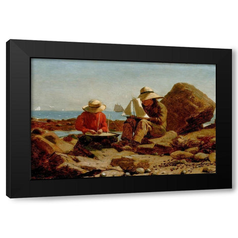 The Boat Builders Black Modern Wood Framed Art Print with Double Matting by Homer, Winslow