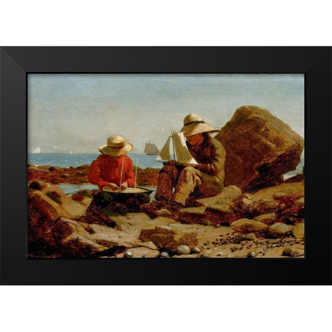 The Boat Builders Black Modern Wood Framed Art Print by Homer, Winslow