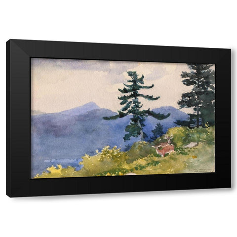North Woods Club, Adirondacks Black Modern Wood Framed Art Print by Homer, Winslow