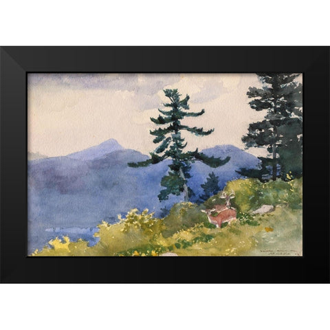 North Woods Club, Adirondacks Black Modern Wood Framed Art Print by Homer, Winslow