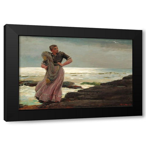 A Light on the Sea Black Modern Wood Framed Art Print with Double Matting by Homer, Winslow
