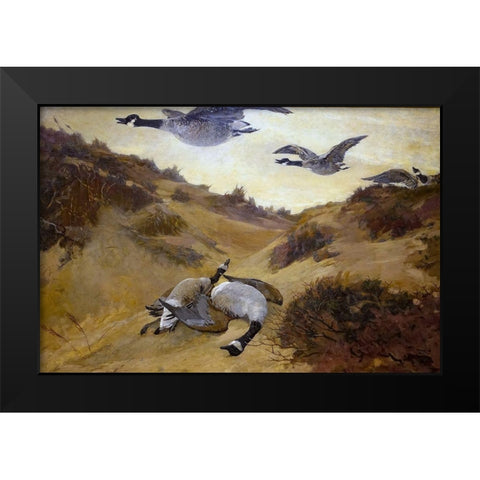 Wild Geese in Flight Black Modern Wood Framed Art Print by Homer, Winslow