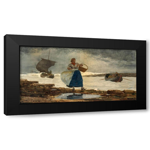 Inside the Bar Black Modern Wood Framed Art Print with Double Matting by Homer, Winslow