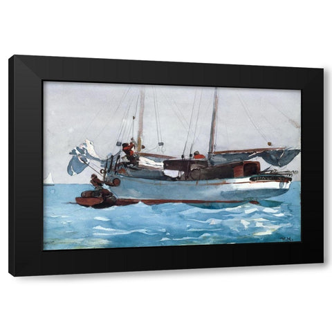 Taking on Wet Provisions Black Modern Wood Framed Art Print with Double Matting by Homer, Winslow