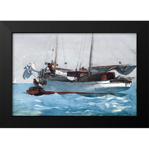 Taking on Wet Provisions Black Modern Wood Framed Art Print by Homer, Winslow